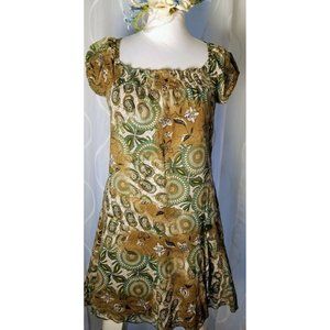 Cache cache green comfy drop waist relaxed dress